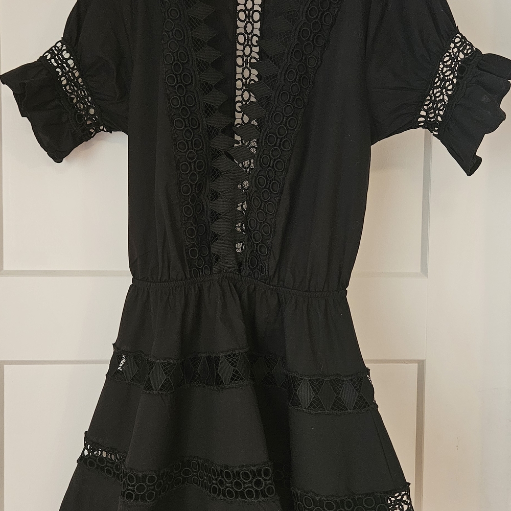 Beautiful Anthropologie Black Lace Swim Cover Up XS Beach Pool Dress